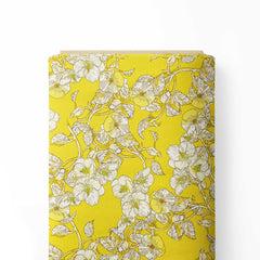 Golden Kiwi Blooms Print Fabric