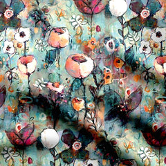 water colour flowers Print Fabric