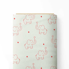 Mint elephant Print Fabric