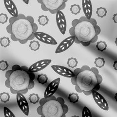 Grey floral art Print Fabric