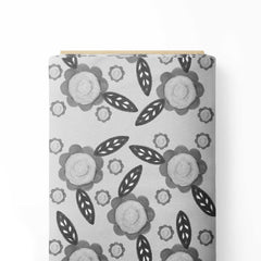 Grey floral art Print Fabric