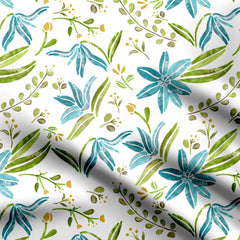 Turquoise Blossoms Print Fabric