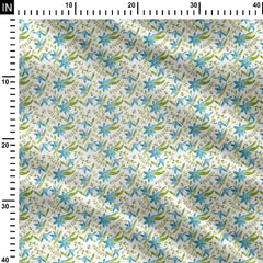 Turquoise Blossoms Print Fabric