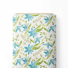 Turquoise Blossoms Print Fabric