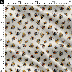 Watercolor textured bees Beige Print Fabric