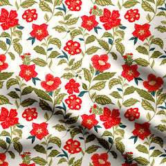 Red Chintz Print Fabric