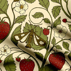 Vintage Strawberry Garden Print Fabric