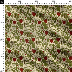 Vintage Strawberry Garden Print Fabric