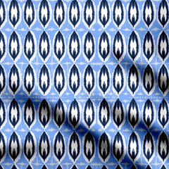 Ikat blue and white Print Fabric