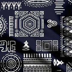 African Blue Vector Print Fabric