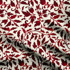 Elegant classy Chino Foliage, dark red on beige Print Fabric