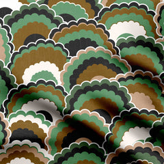 Retro Sunshine- Green, brown and black Print Fabric
