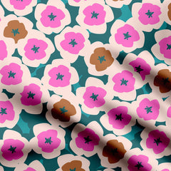 Flowers in pink, white and brown Print Fabric
