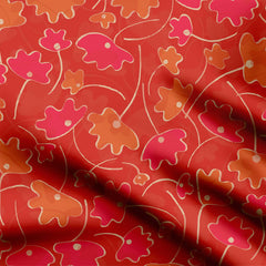 Leaves- Red, pink and burnt orange Print Fabric