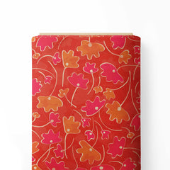 Leaves- Red, pink and burnt orange Print Fabric