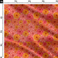 Beautiful Dahlias orange, pink, apricot Print Fabric