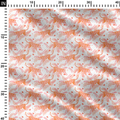 Tiger safari orange and white Print Fabric