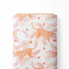 Tiger safari orange and white Print Fabric