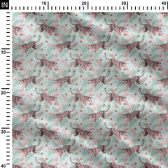 Tiger safari mint and pink Print Fabric