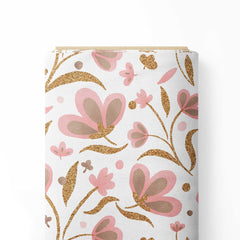 Modern bloom pink and copper Print Fabric