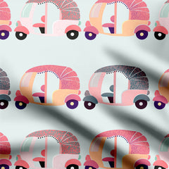 Hippie rickshaw pink, yellow and mint Print Fabric