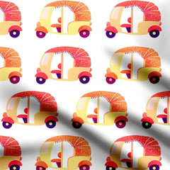 Hippie rickshaw orange, red and yellow Print Fabric