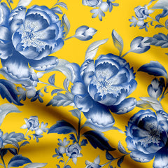 big blue floral print design Print Fabric