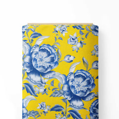 big blue floral print design Print Fabric