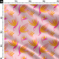 Bird of paradise pink and yellow Print Fabric