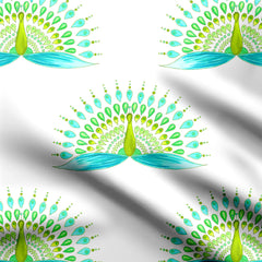 Mandala peacock Lime green and turquoise Print Fabric