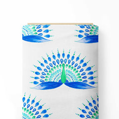 Mandala peacock blue and green Print Fabric