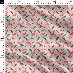 Tropical flamingos pink and green Print Fabric