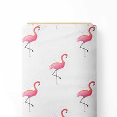 Pink watercolor flamingo Print Fabric