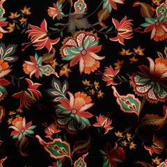 chintz floral with flowers and leaf Print Fabric