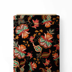 chintz floral with flowers and leaf Print Fabric
