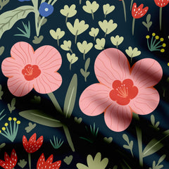 Whimsical floral dark Print Fabric