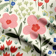 Whimsical floral light Print Fabric