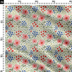 Whimsical floral light Print Fabric