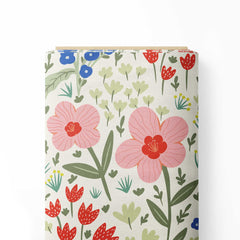 Whimsical floral light Print Fabric