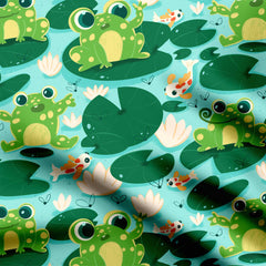 Froggy breakfast Print Fabric