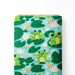 Froggy breakfast Print Fabric