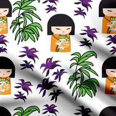 Japanese Doll Print Fabric