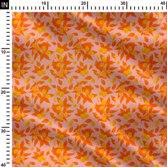 Leafy citrus fruits pink and orange Print Fabric