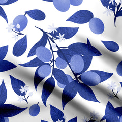 Indigo plums Print Fabric