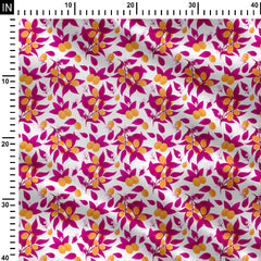 Leafy citrus magenta and yellow Print Fabric