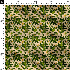 Botanical fruits green and yellow Print Fabric