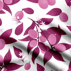 Pink berries magenta pink and white Print Fabric