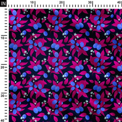 Night garden fruits blue and magenta Print Fabric