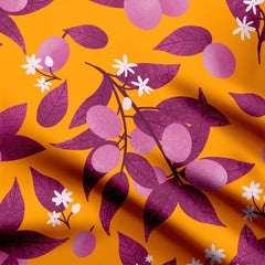 Tropical berries orange and magenta Print Fabric