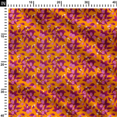 Tropical berries orange and magenta Print Fabric